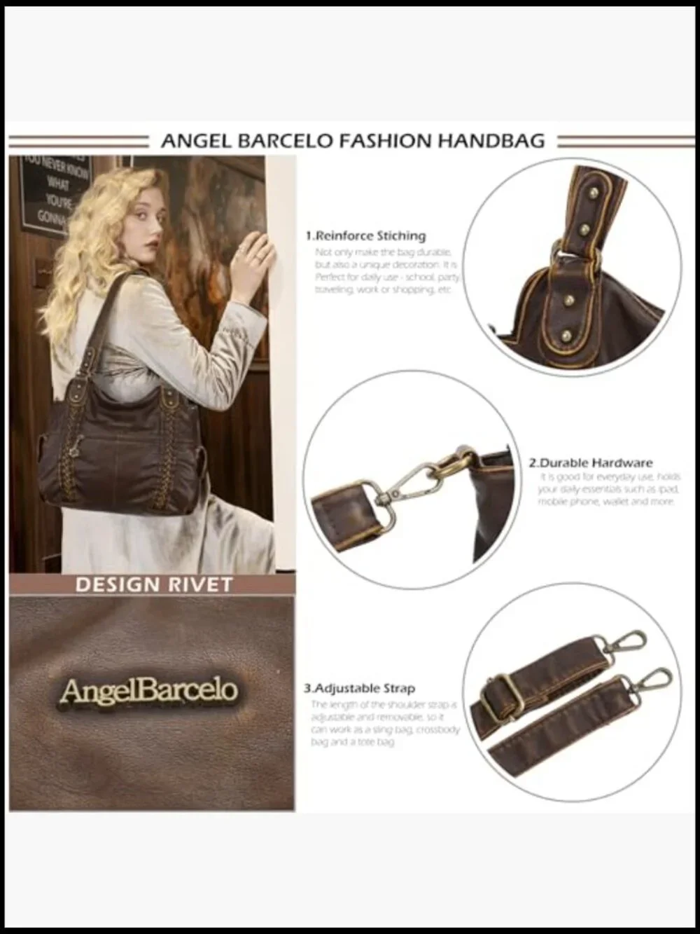 Soft Faux Leather Hobo Shoulder Bag Crossbody Tote Purse With Adjustable Strap